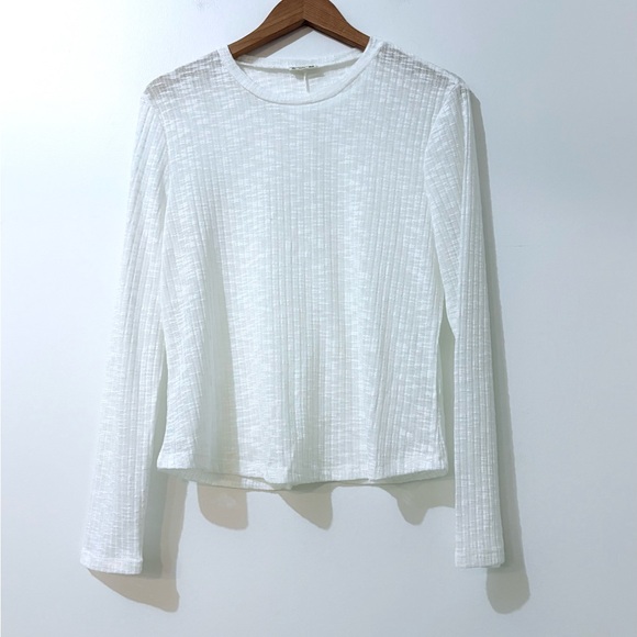 Free People Intimately Free Aura White Semi Sheer Long Sleeve Crewneck Top XL - Picture 4 of 6